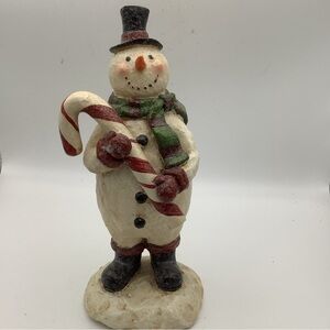 Melrose International Snowman Figurine with Candy Cane